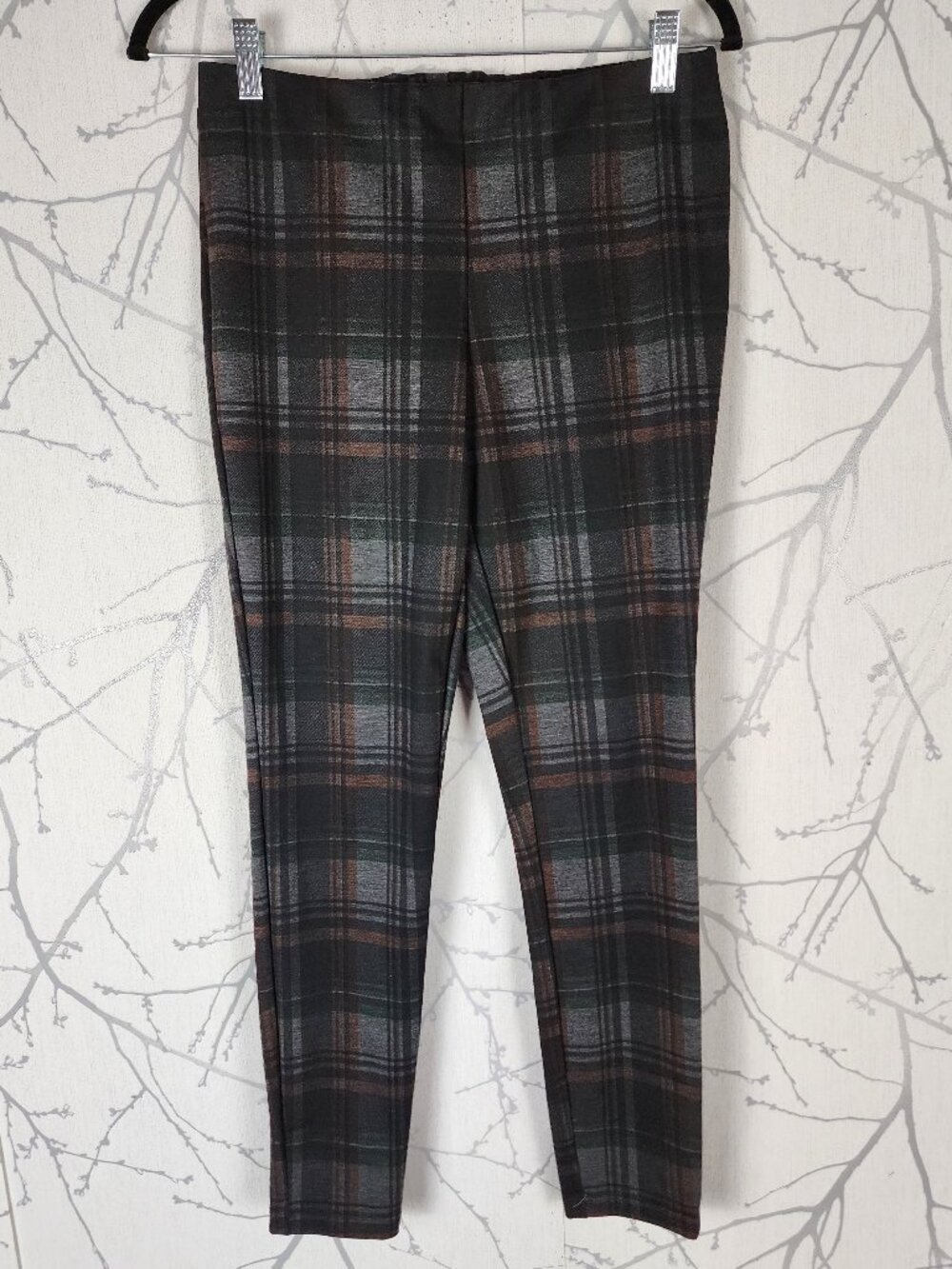Jules & Leopold Plaid Checks Ponte Knit Mid Rise Pull On Leggings